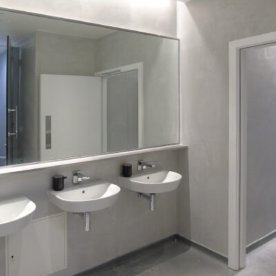 grey microcement bathrooms