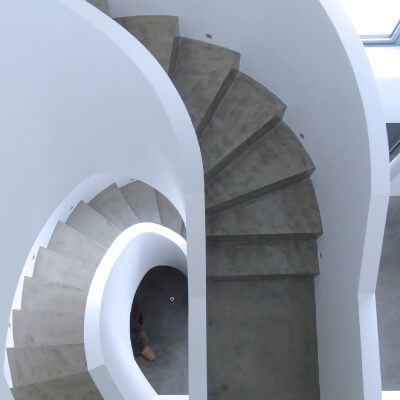 curved cement stairs